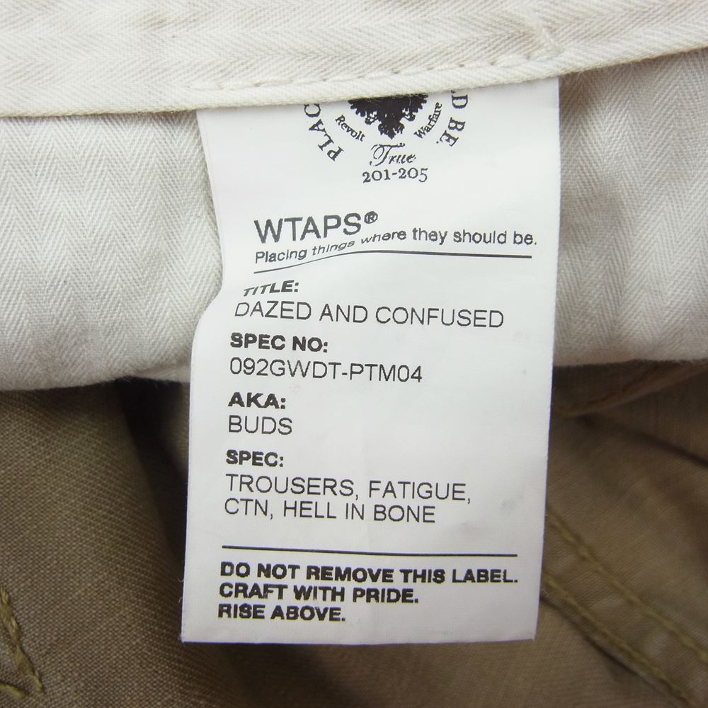 WTAPS ダブルタップス 092GWDT-PTM04 TROUSERS FATIGUE トラウザーズ パンツ 裾 ステンシル プリント ベージュ系【中古】