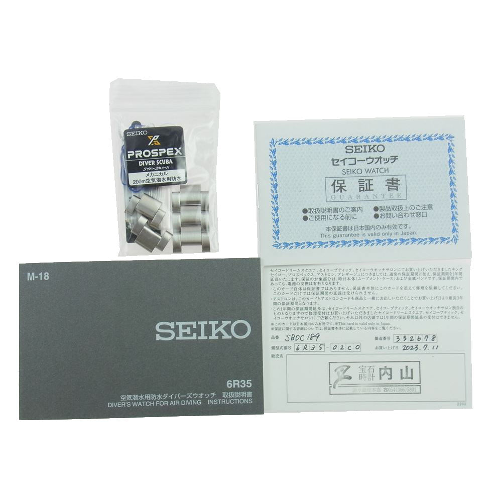 SEIKO セイコー SBDC189 PROSPEX プロスペックス DIVER SCUBA ダイバースキューバ PADI SPECIAL EDITION 自動巻き 時計 ウォッチ ブルー系 シルバー系【極上美品】【中古】