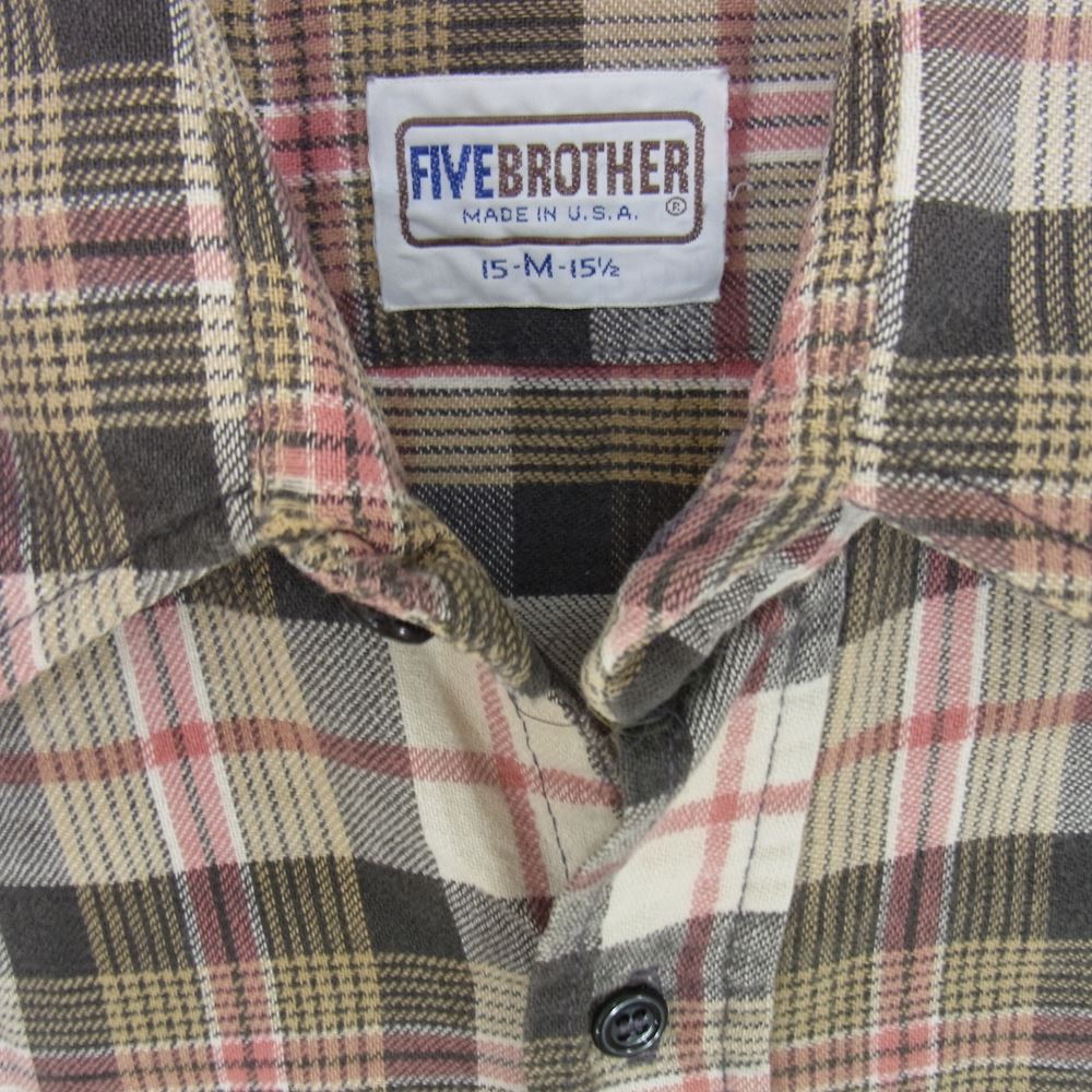 ファイブブラザー ヴィンテージ 70s ネル チェック シャツ ブラウン系 M【中古】