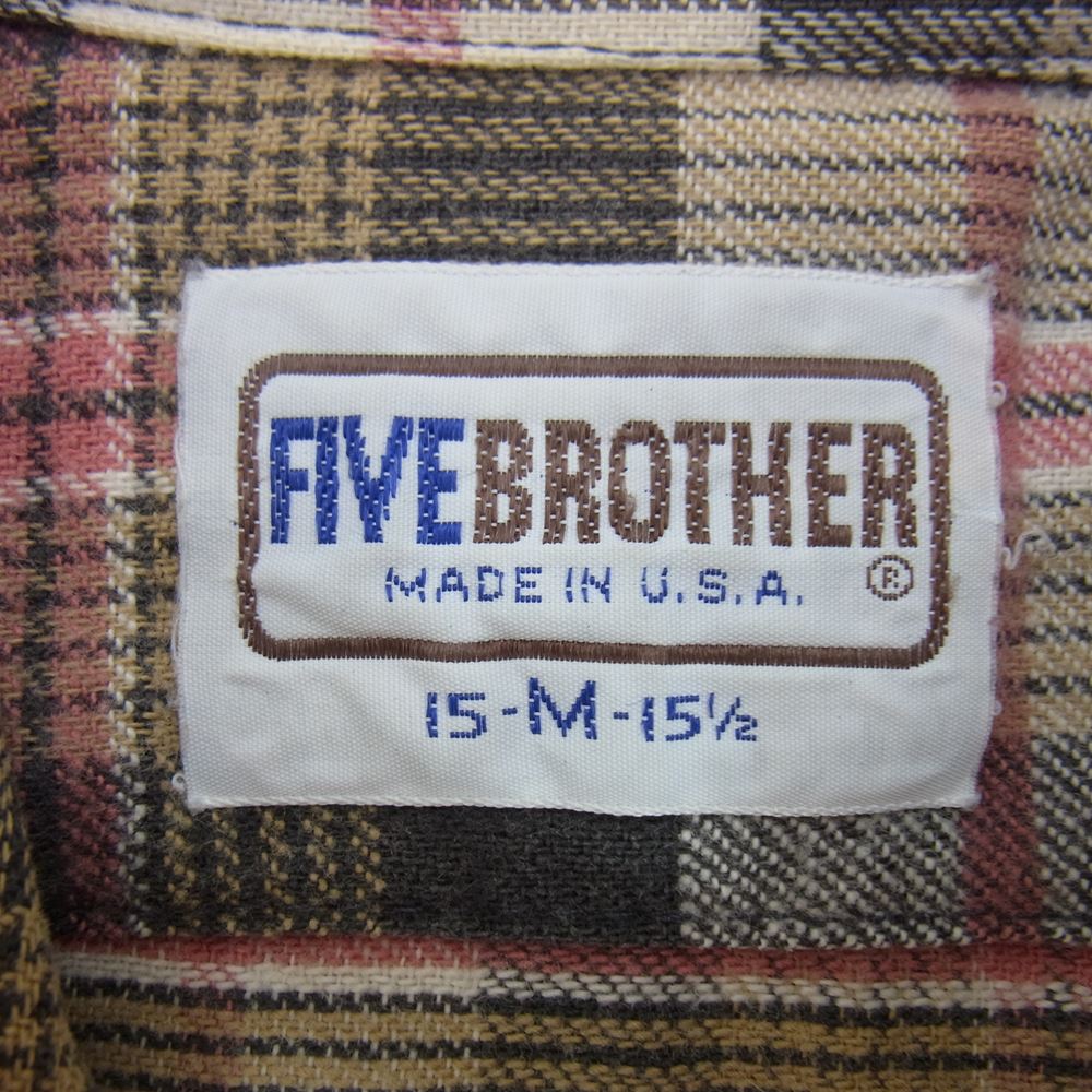 ファイブブラザー ヴィンテージ 70s ネル チェック シャツ ブラウン系 M【中古】