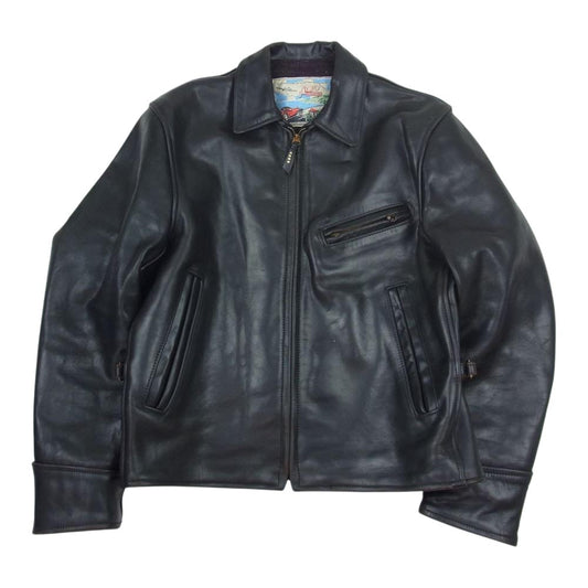 AERO LEATHER エアロレザー HALFBELT ハーフベルト ホースハイド レザー ジャケット ブラック系 36【中古】