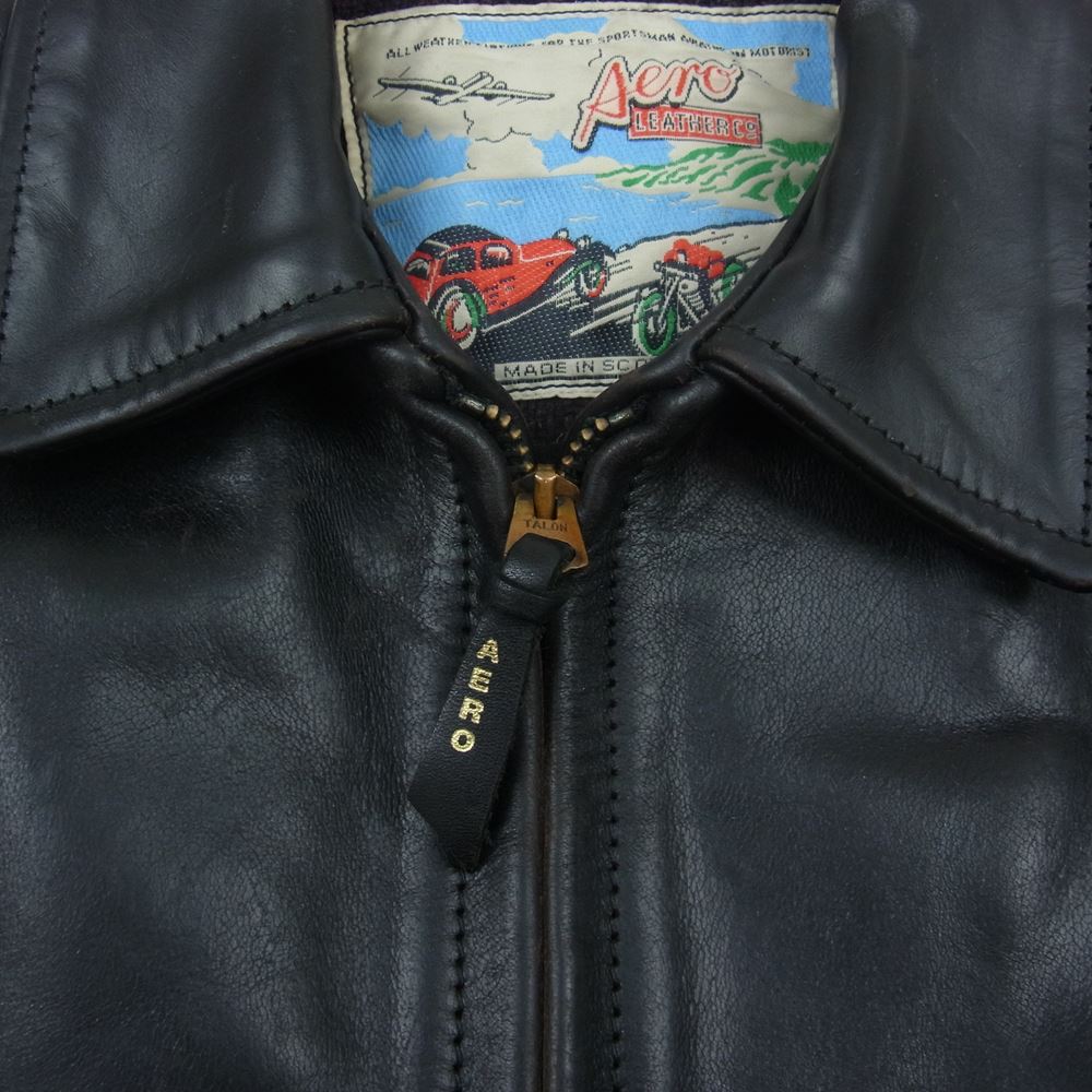 AERO LEATHER エアロレザー HALFBELT ハーフベルト ホースハイド レザー ジャケット ブラック系 36【中古】