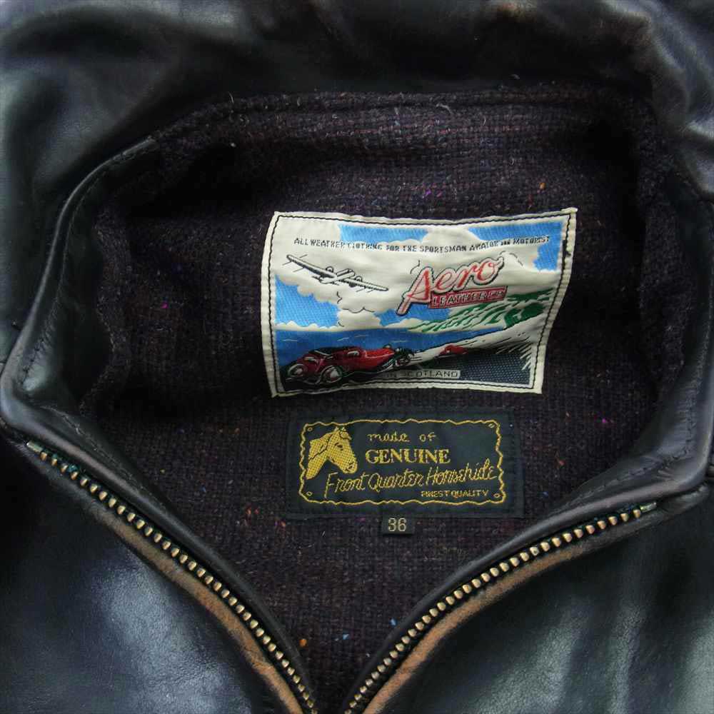AERO LEATHER エアロレザー HALFBELT ハーフベルト ホースハイド レザー ジャケット ブラック系 36【中古】