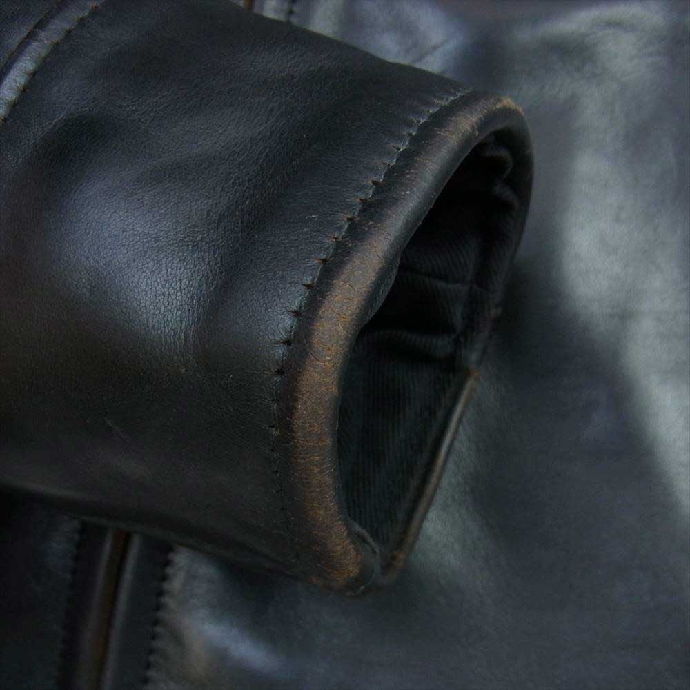 AERO LEATHER エアロレザー HALFBELT ハーフベルト ホースハイド レザー ジャケット ブラック系 36【中古】