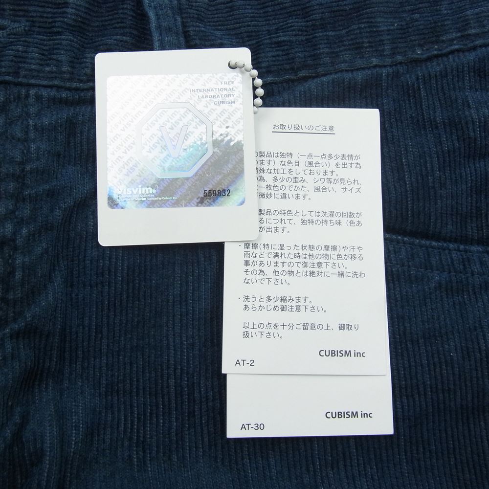 VISVIM ビズビム 13AW  0113205008022 FLUXUS 04 N.D. CORDUROY  天然 藍染 コーデュロイ パンツ  ネイビー系 2【美品】【中古】