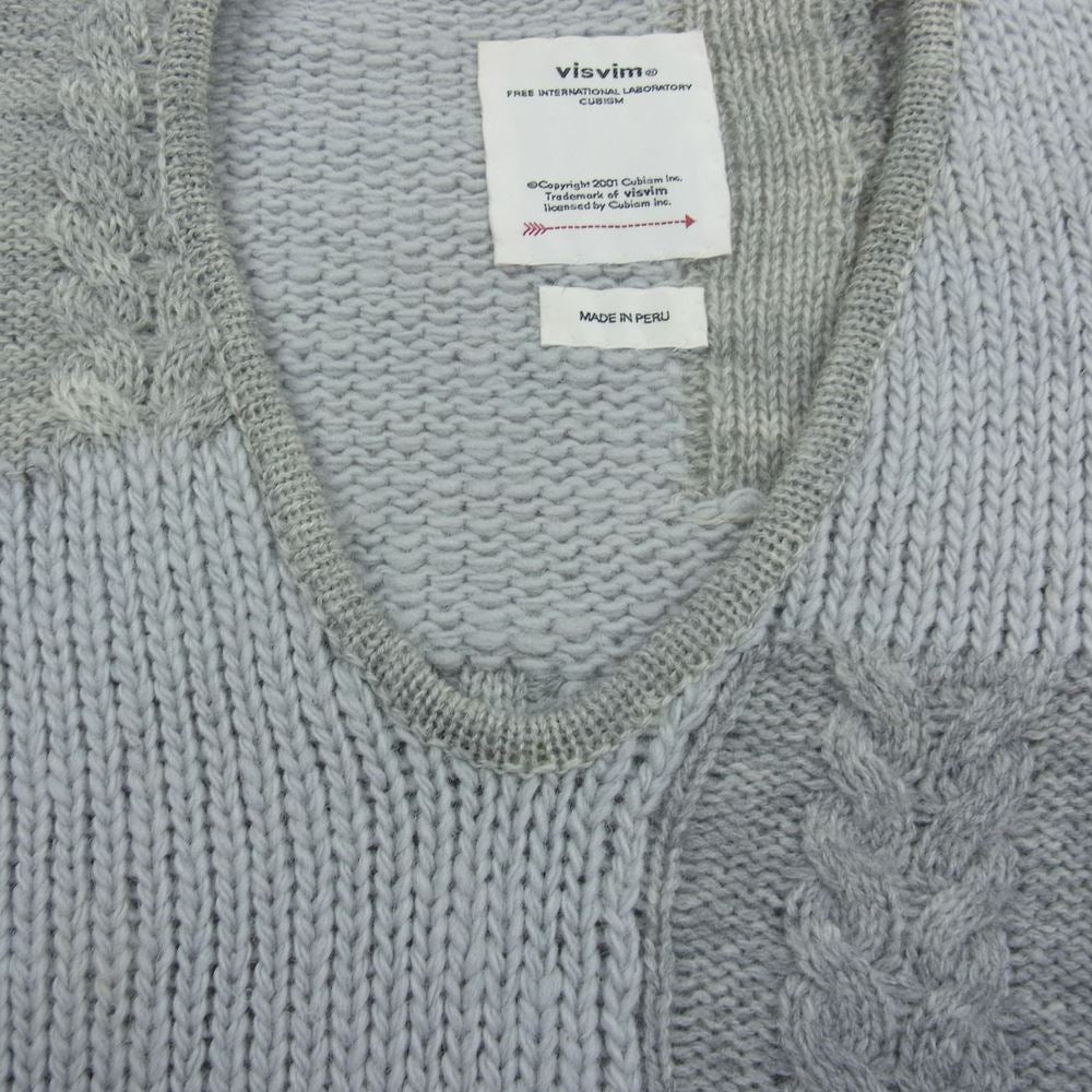 VISVIM ビズビム 19AW 0119205015003 HIGHLAND V-NECK P.W.  ハイランド Vネック ニット セーター  グレー系 1【中古】
