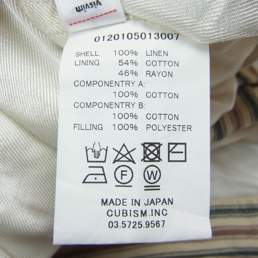 VISVIM ビズビム  20ss  0120105013007 SIX-FIVE FISHTAIL SANTOME フィッシュテール ストライプ コート  ベージュ系 2【極上美品】【中古】