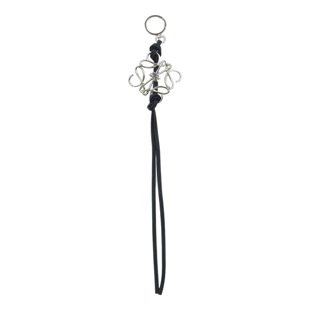 LOEWE ロエベ アナグラム バッグチャーム キーホルダー キーリング カーフスキン シルバー系 ブラック系【中古】