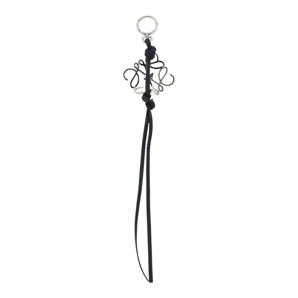 LOEWE ロエベ アナグラム バッグチャーム キーホルダー キーリング カーフスキン シルバー系 ブラック系【中古】