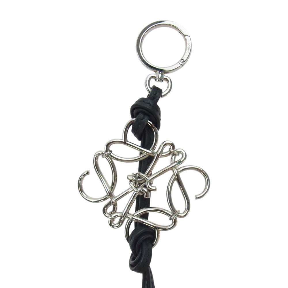 LOEWE ロエベ アナグラム バッグチャーム キーホルダー キーリング カーフスキン シルバー系 ブラック系【中古】