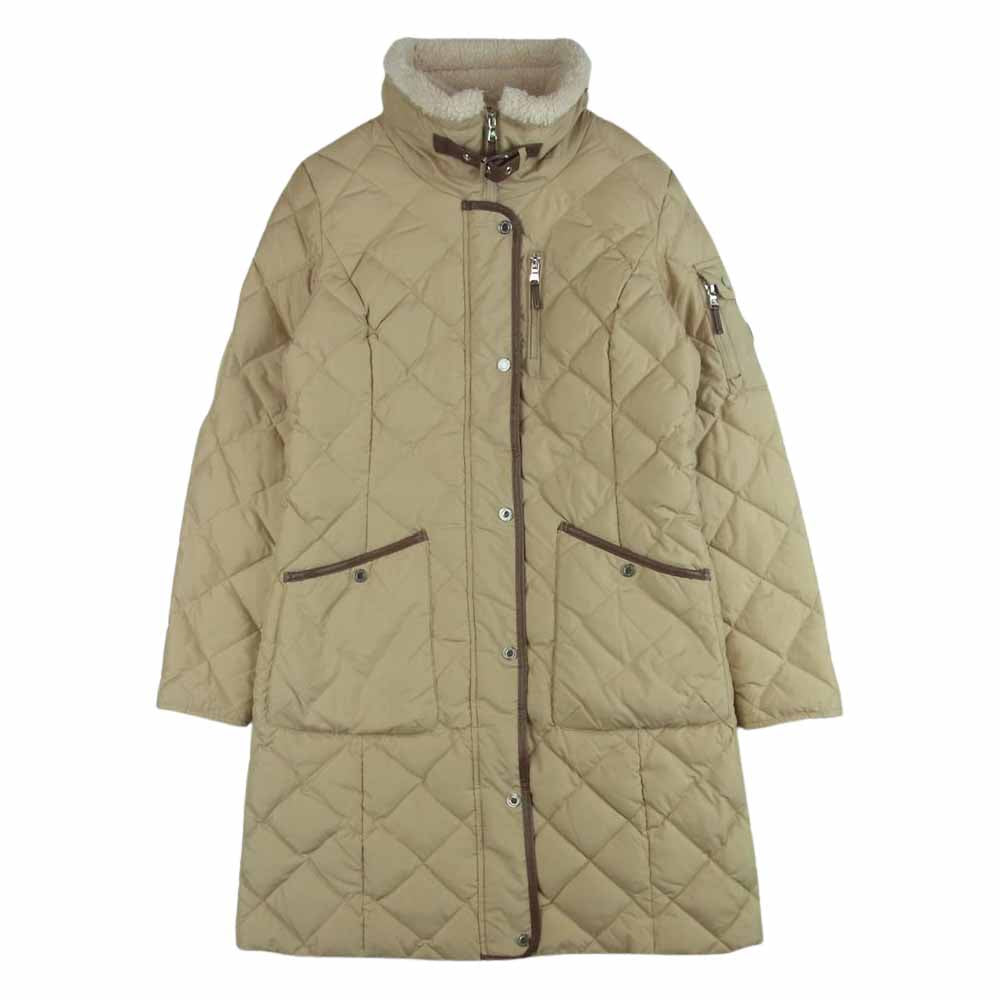RALPH LAUREN ラルフローレン 襟裏ボアフリース切替 ベルトストラップ キルティング ダウン コート ベージュ系 XS【中古】