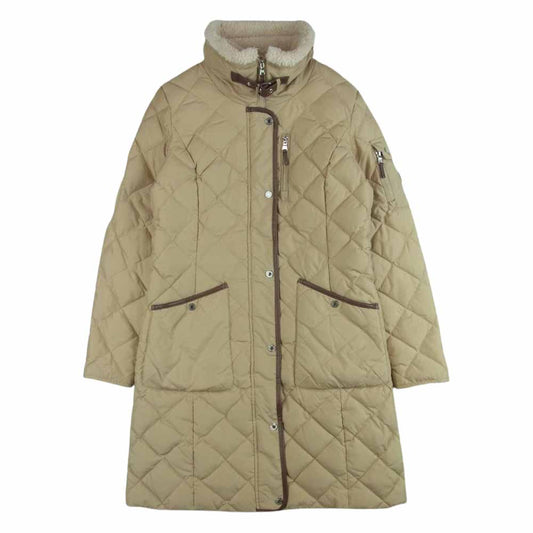 RALPH LAUREN ラルフローレン 襟裏ボアフリース切替 ベルトストラップ キルティング ダウン コート ベージュ系 XS【中古】