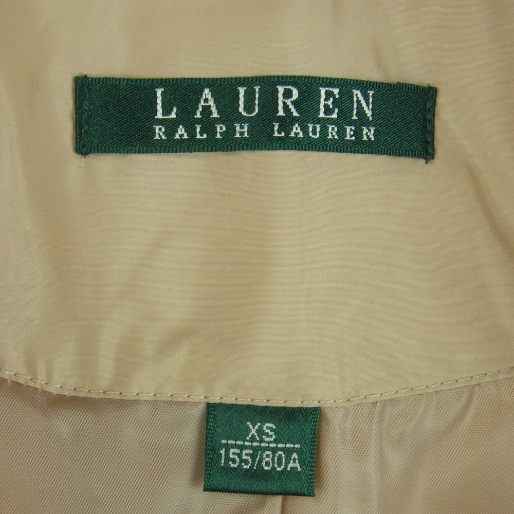 RALPH LAUREN ラルフローレン 襟裏ボアフリース切替 ベルトストラップ キルティング ダウン コート ベージュ系 XS【中古】