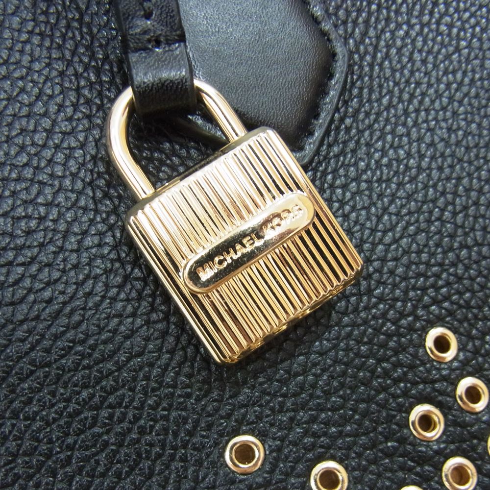 Michael Kors マイケルコース 35F8GYEM6T レザー キーチャーム リベット パンチング 2WAY ショルダー ハンドバッグ ブラック系【極上美品】【中古】