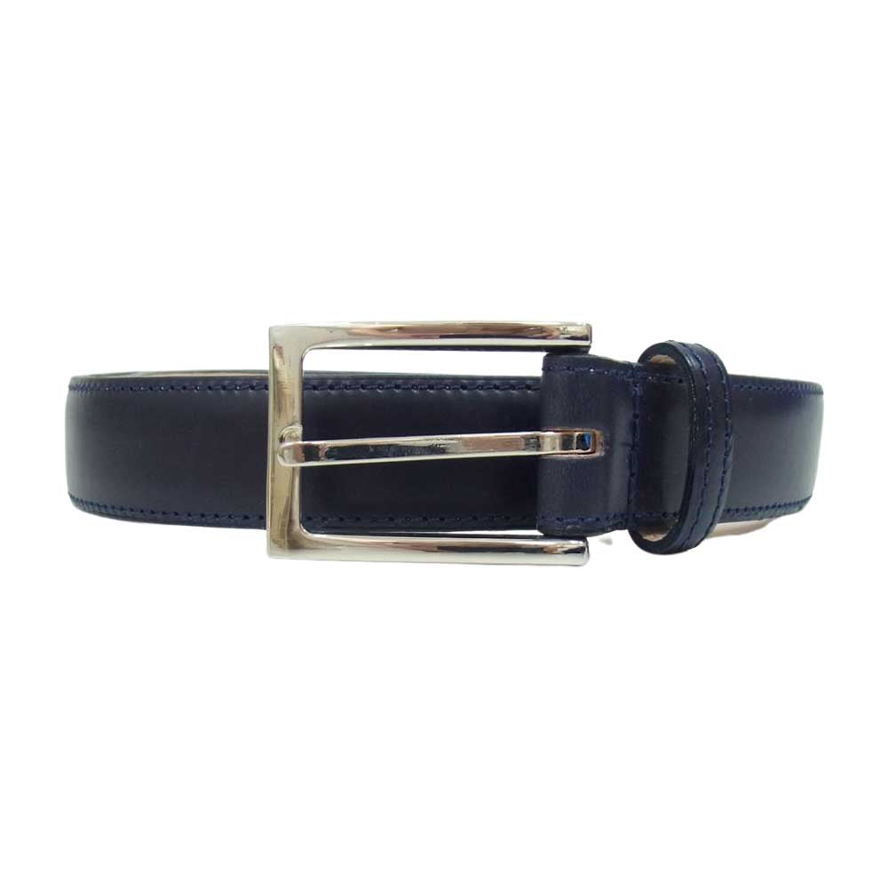 GLENROYAL グレンロイヤル レザー ベルト 牛革 ネイビー系 32【中古】