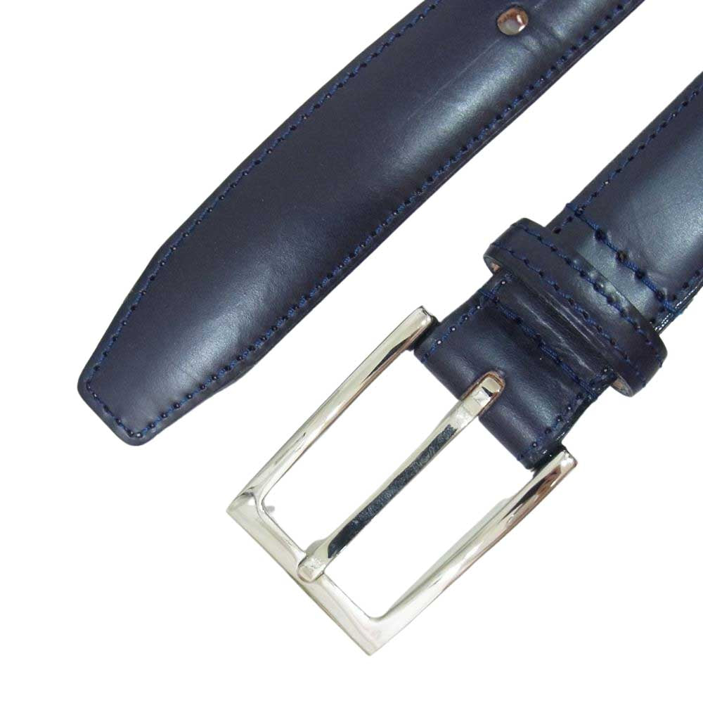 GLENROYAL グレンロイヤル レザー ベルト 牛革 ネイビー系 32【中古】