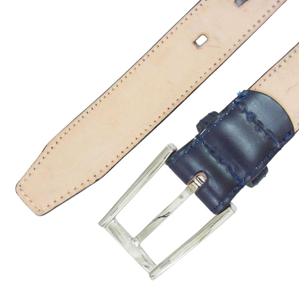 GLENROYAL グレンロイヤル レザー ベルト 牛革 ネイビー系 32【中古】