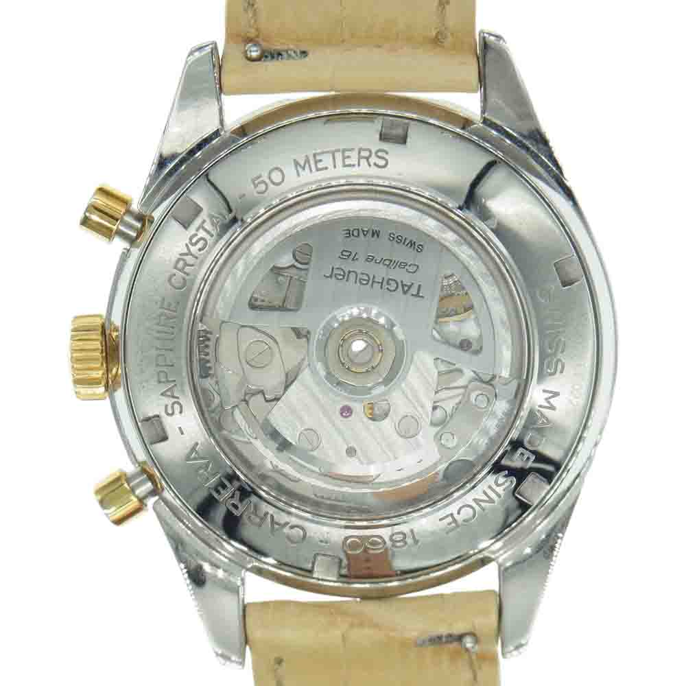 TAG HEUER タグホイヤー CV2050 カレラ タキメーター クロノグラフ 自動巻き 腕時計 ウォッチ ベージュ系【中古】