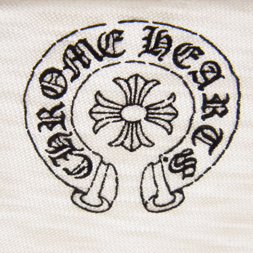 CHROME HEARTS クロムハーツ（原本無） ラグラン ホースシュー カットソー ロンT 長袖 Tシャツ ホワイト系 グレー系 M【中古】