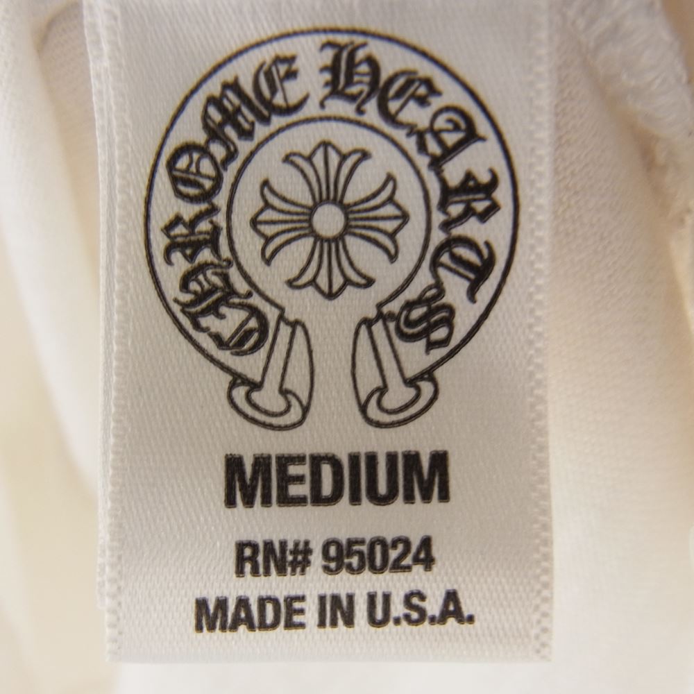 CHROME HEARTS クロムハーツ（原本無） ラグラン ホースシュー カットソー ロンT 長袖 Tシャツ ホワイト系 グレー系 M【中古】