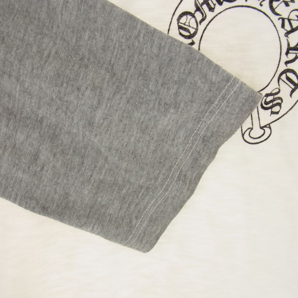 CHROME HEARTS クロムハーツ（原本無） ラグラン ホースシュー カットソー ロンT 長袖 Tシャツ ホワイト系 グレー系 M【中古】