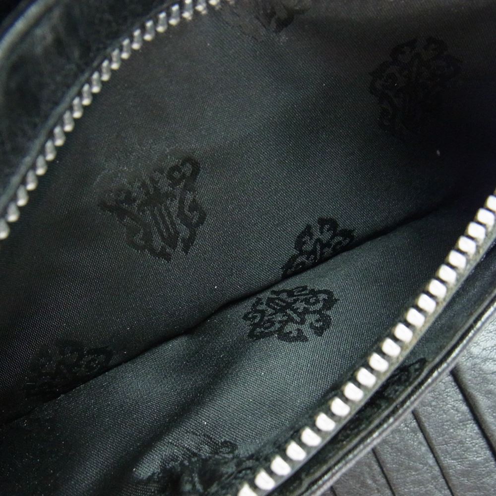 CHROME HEARTS クロムハーツ（原本無） WAVE CROSS BALL ウェーブ クロスボールボタン レザー ウォレット 財布 ブラック系【中古】