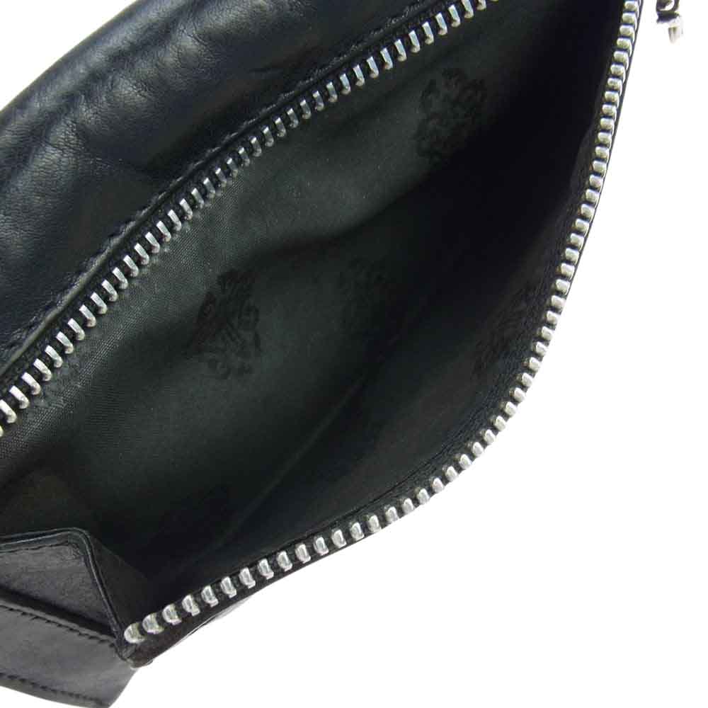 CHROME HEARTS クロムハーツ（原本無） WAVE CROSS BALL ウェーブ クロスボールボタン レザー ウォレット 財布 ブラック系【中古】