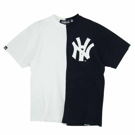 NEIGHBORHOOD ネイバーフッド × A BATHING APE アベイシングエイプ ドッキング 切替 半袖 Tシャツ ブラック系 M【中古】