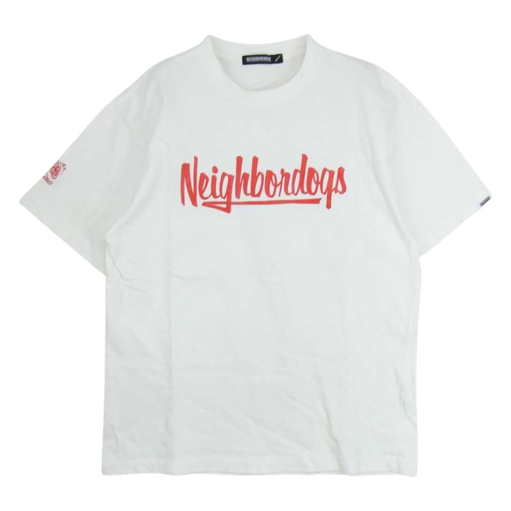 NEIGHBORHOOD ネイバーフッド ロゴ プリント クルーネック 半袖 Tシャツ ホワイト系 M【中古】