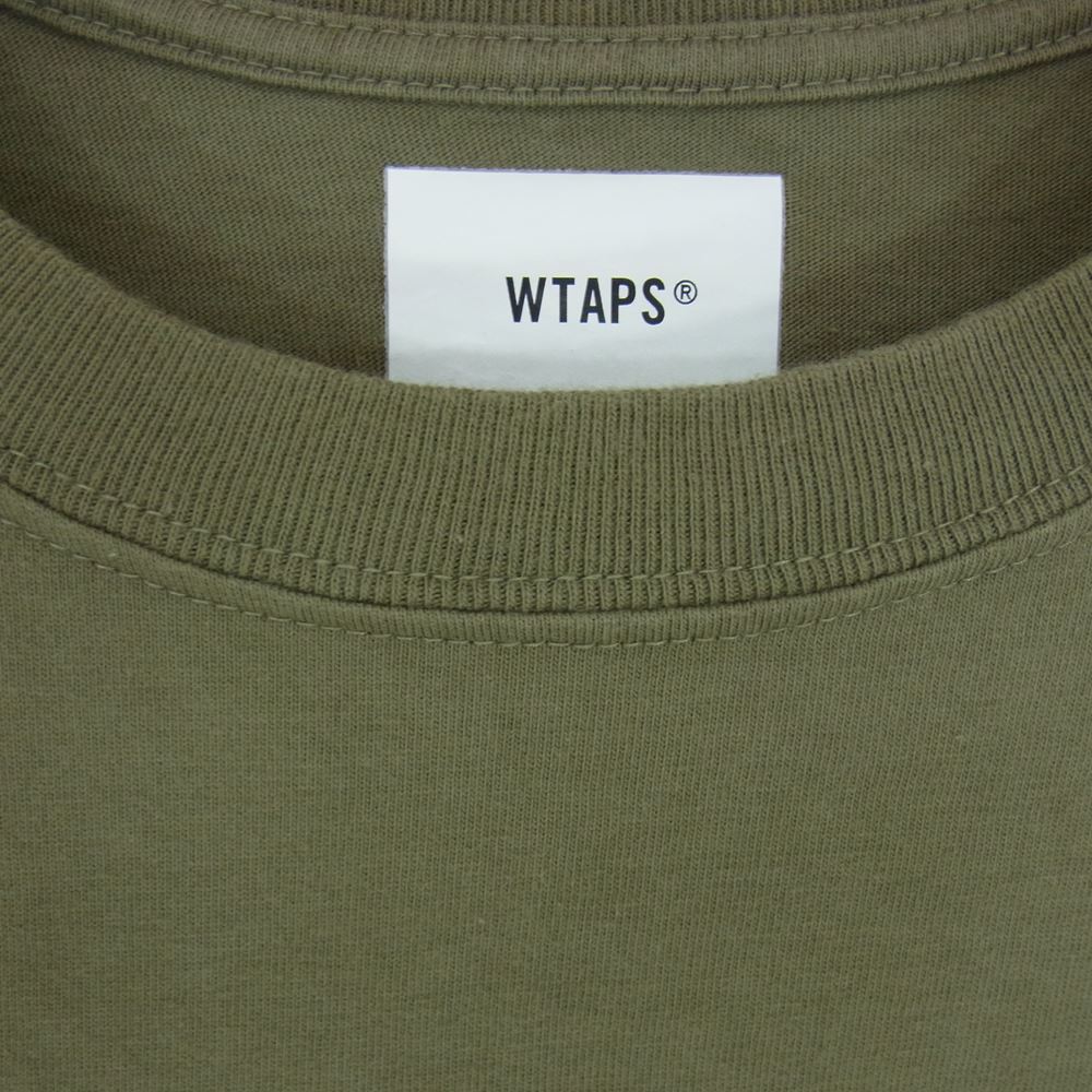 WTAPS ダブルタップス 21SS 211PCDT-ST08S V/ SS TEE ロゴ プリント 半袖 Tシャツ カーキ系 02【中古】
