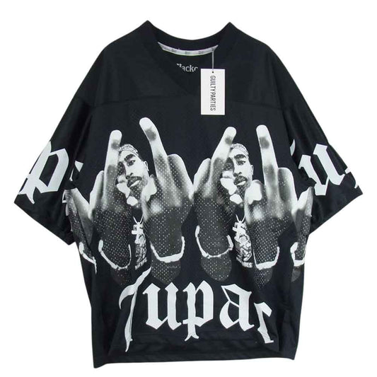 WACKO MARIA ワコマリア TUPAC-WM-FT01 2PAC FOOTBALL JERSEY  フットボール ジャージー Tシャツ ブラック系 M【極上美品】【中古】
