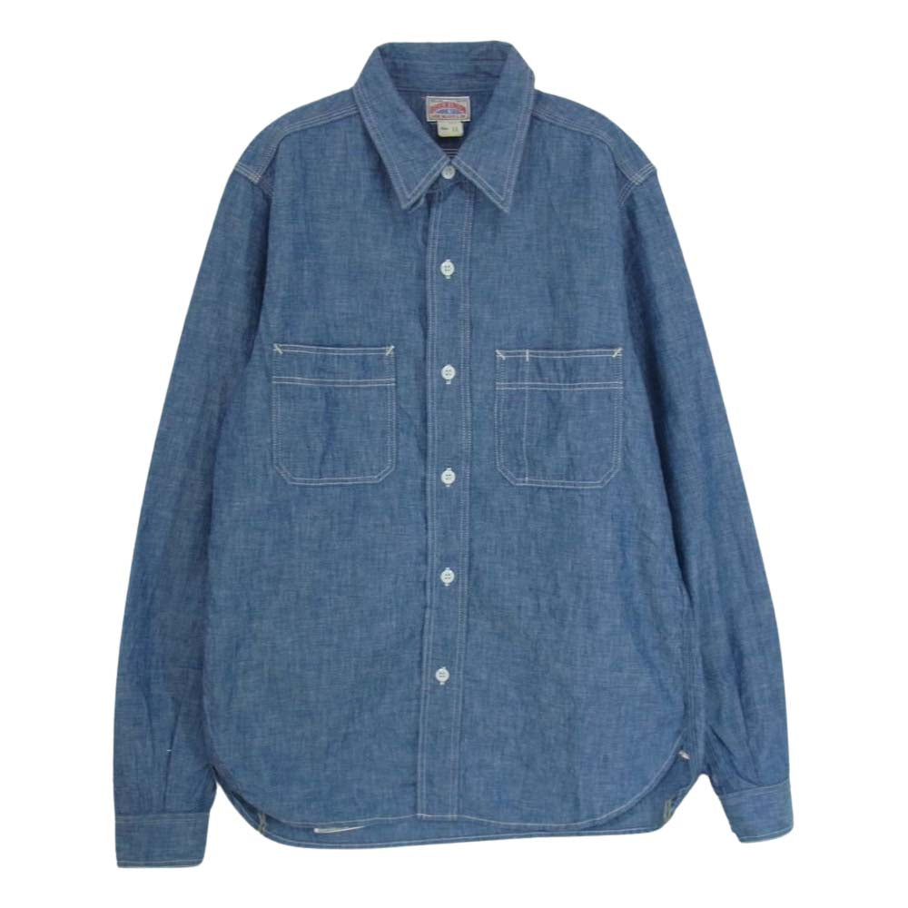 The REAL McCOY'S ザリアルマッコイズ 8HOUR UNION ジョーマッコイ CHAMBREY SERVICEMAN SHIRT シャンブレー サービスマン シャツ ブルー系 14【極上美品】【中古】