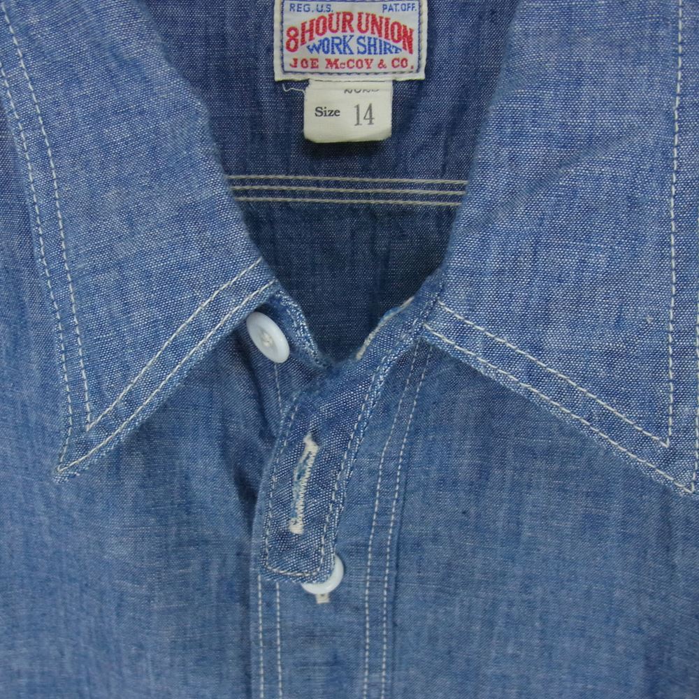 The REAL McCOY'S ザリアルマッコイズ 8HOUR UNION ジョーマッコイ CHAMBREY SERVICEMAN SHIRT シャンブレー サービスマン シャツ ブルー系 14【極上美品】【中古】