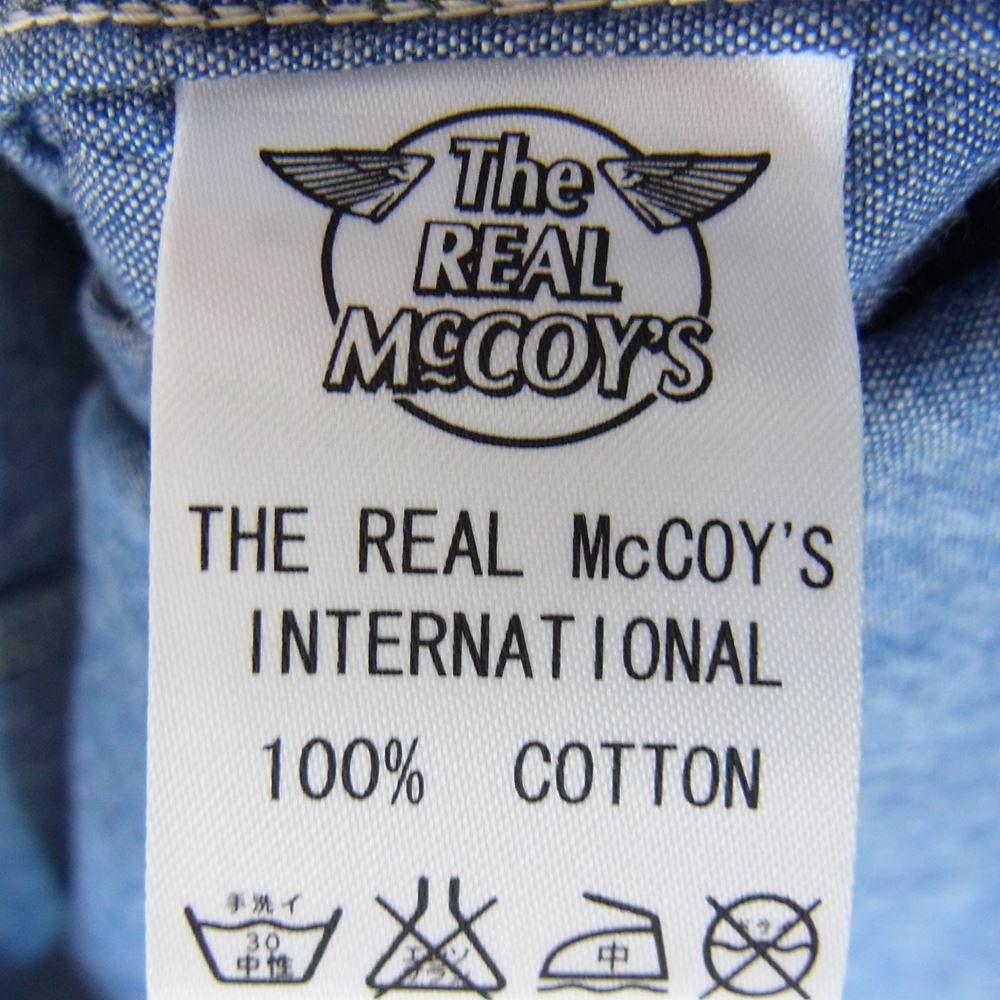 The REAL McCOY'S ザリアルマッコイズ 8HOUR UNION ジョーマッコイ CHAMBREY SERVICEMAN SHIRT シャンブレー サービスマン シャツ ブルー系 14【極上美品】【中古】