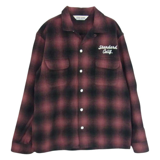 STANDARD CALIFORNIA スタンダードカリフォルニア オンブレ チェック ウール シャツ エンジ系 M【極上美品】【中古】