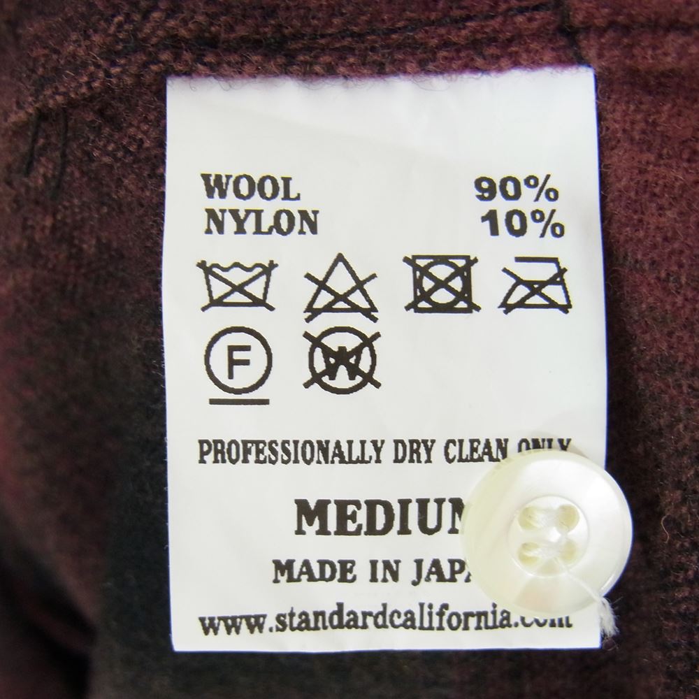 STANDARD CALIFORNIA スタンダードカリフォルニア オンブレ チェック ウール シャツ エンジ系 M【極上美品】【中古】