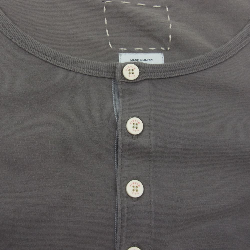 VISVIM ビズビム 14SS 0114105010006 D. SCOOP HENLEY S/S スクープ 半袖 ヘンリーネック Tシャツ ブラウン系 1【中古】