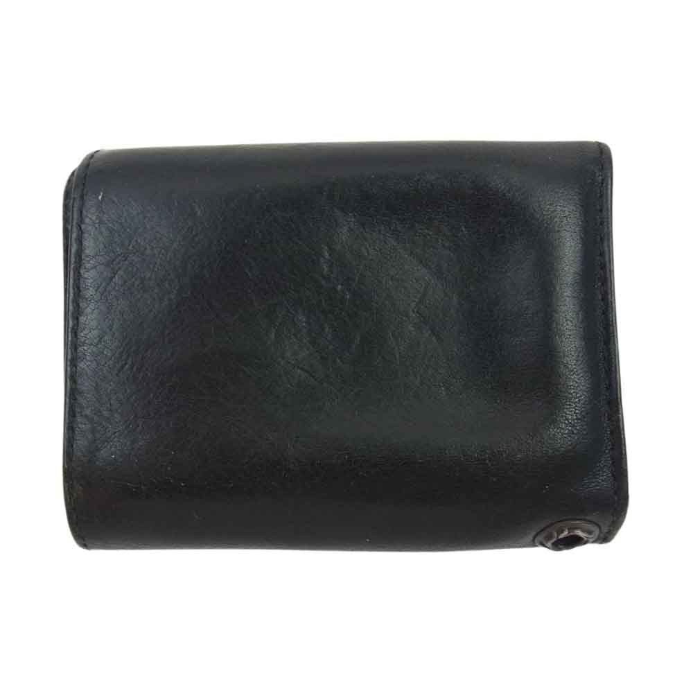 CHROME HEARTS クロムハーツ（原本無） 3FOLD 3フォールド クロスボタン レザー ウォレット ブラック系【中古】