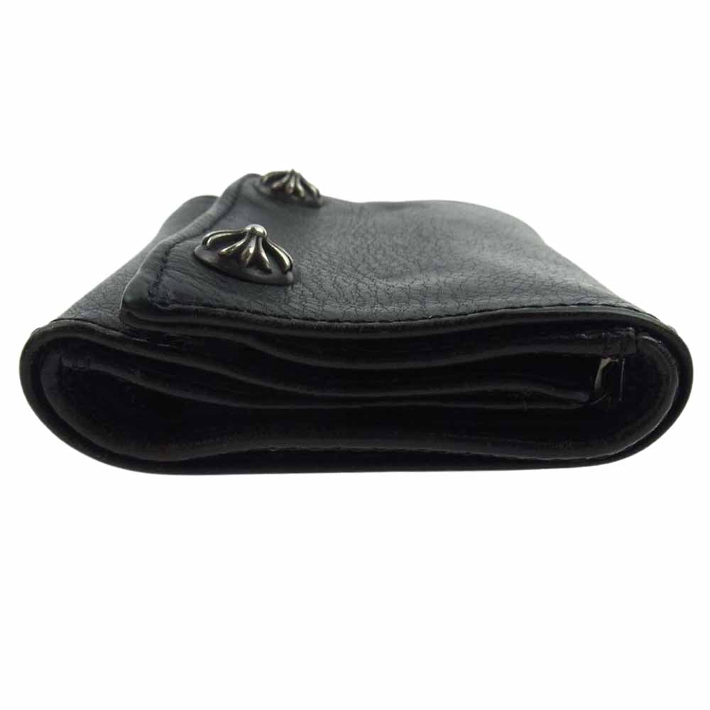 CHROME HEARTS クロムハーツ（原本無） 3FOLD 3フォールド クロスボタン レザー ウォレット ブラック系【中古】
