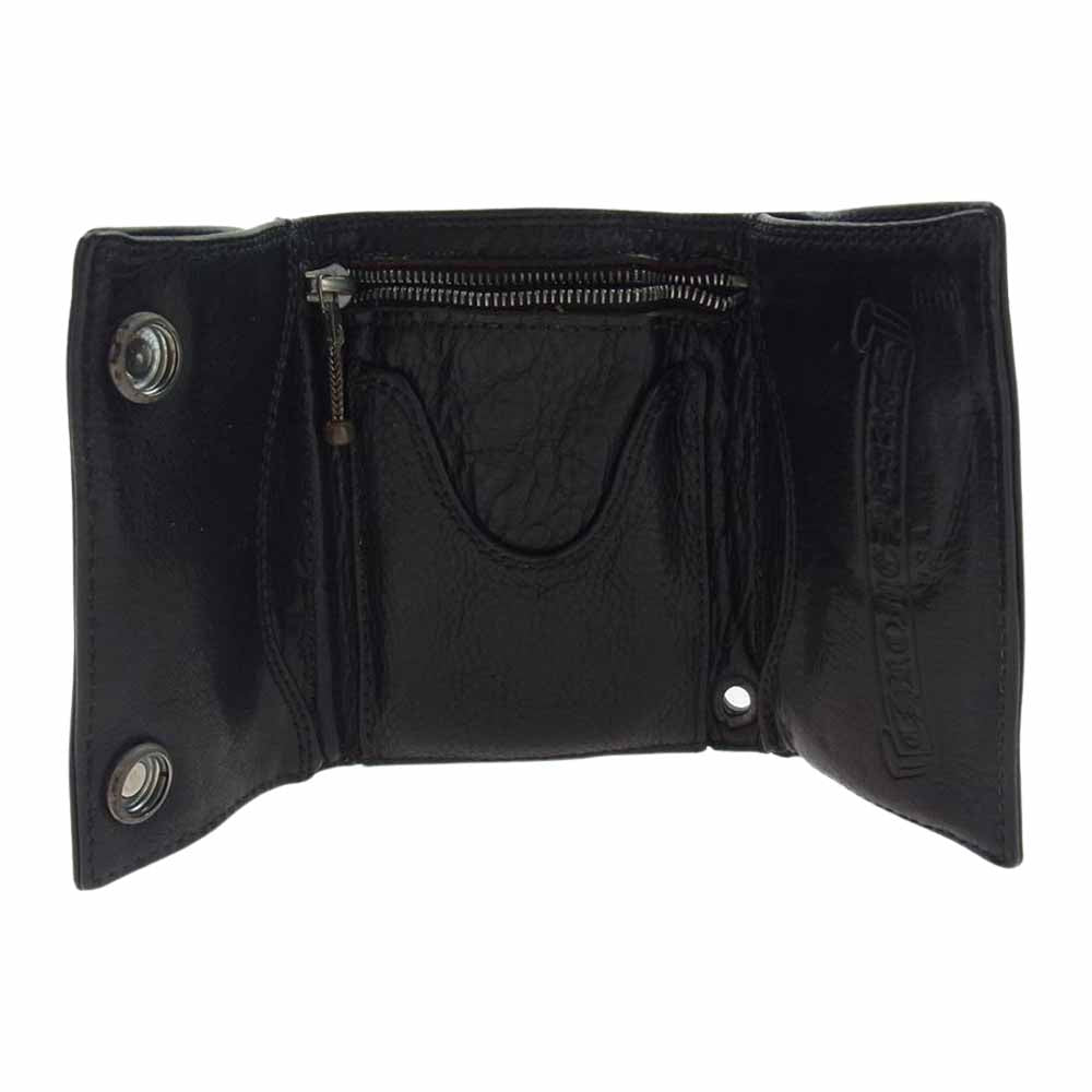 CHROME HEARTS クロムハーツ（原本無） 3FOLD 3フォールド クロスボタン レザー ウォレット ブラック系【中古】
