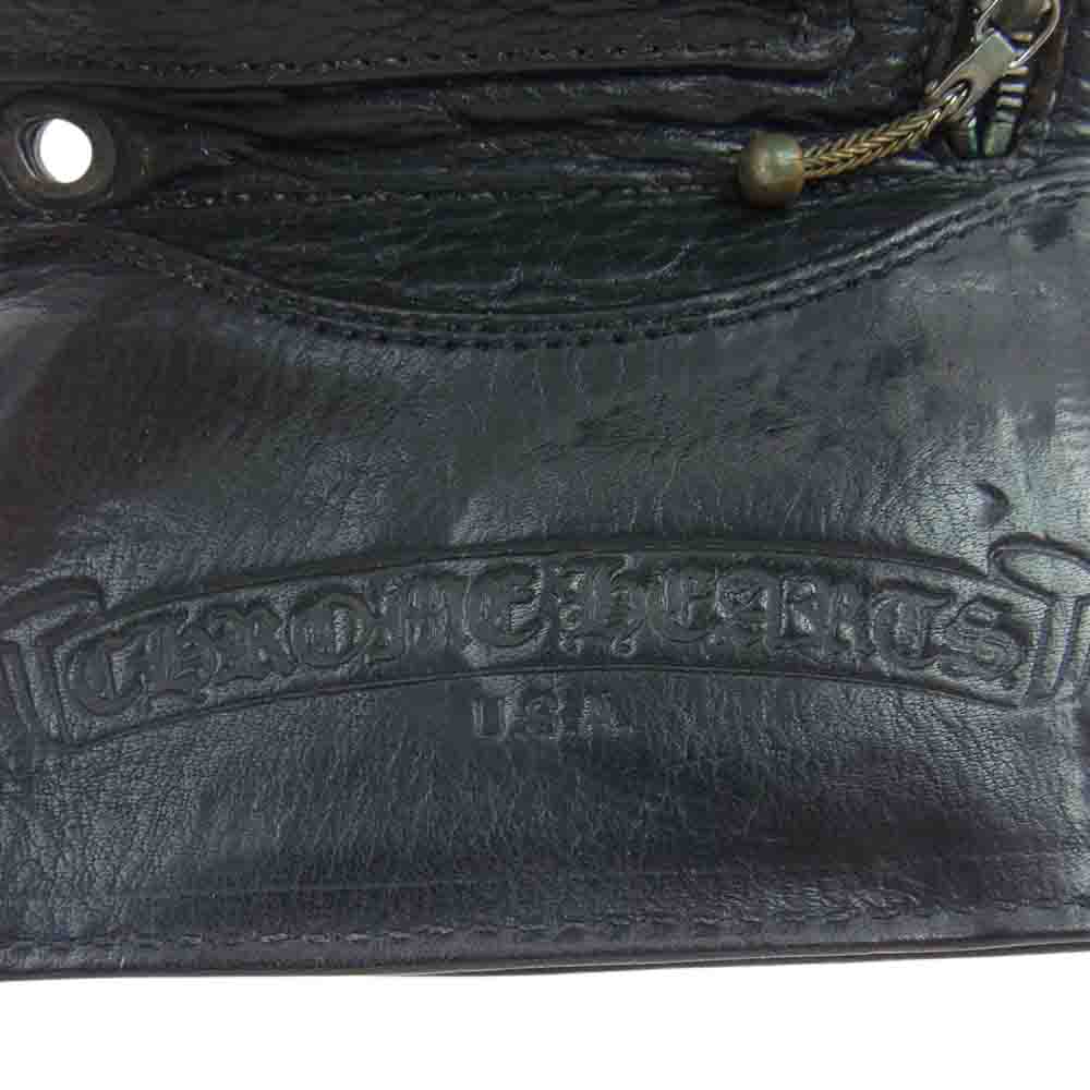 CHROME HEARTS クロムハーツ（原本無） 3FOLD 3フォールド クロスボタン レザー ウォレット ブラック系【中古】