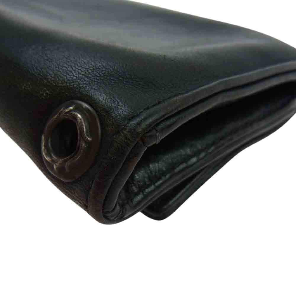 CHROME HEARTS クロムハーツ（原本無） 3FOLD 3フォールド クロスボタン レザー ウォレット ブラック系【中古】