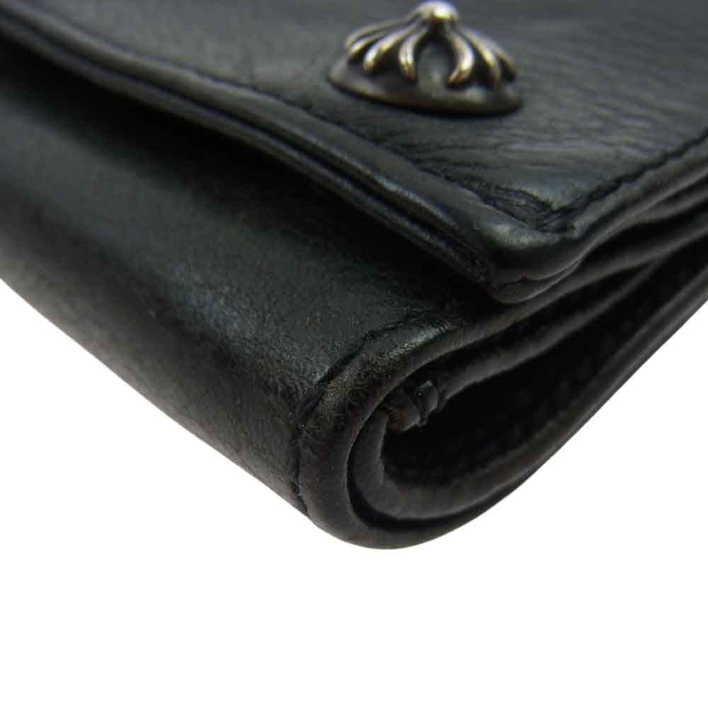 CHROME HEARTS クロムハーツ（原本無） 3FOLD 3フォールド クロスボタン レザー ウォレット ブラック系【中古】