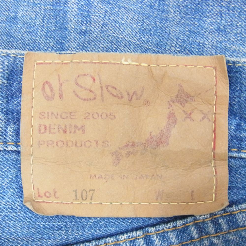 オアスロウ Lot107 ジップ ストレート デニム パンツ インディゴブルー系 S【中古】