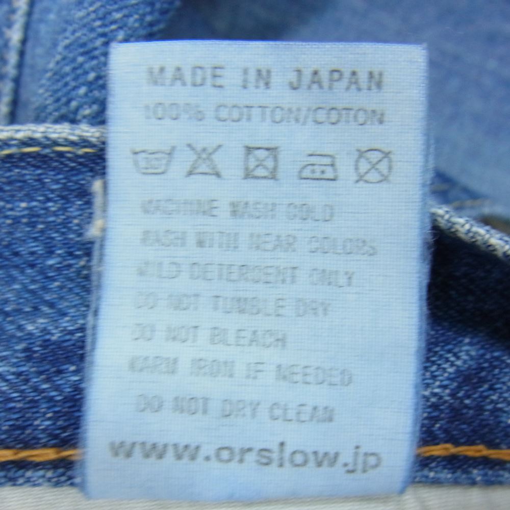 オアスロウ Lot107 ジップ ストレート デニム パンツ インディゴブルー系 S【中古】