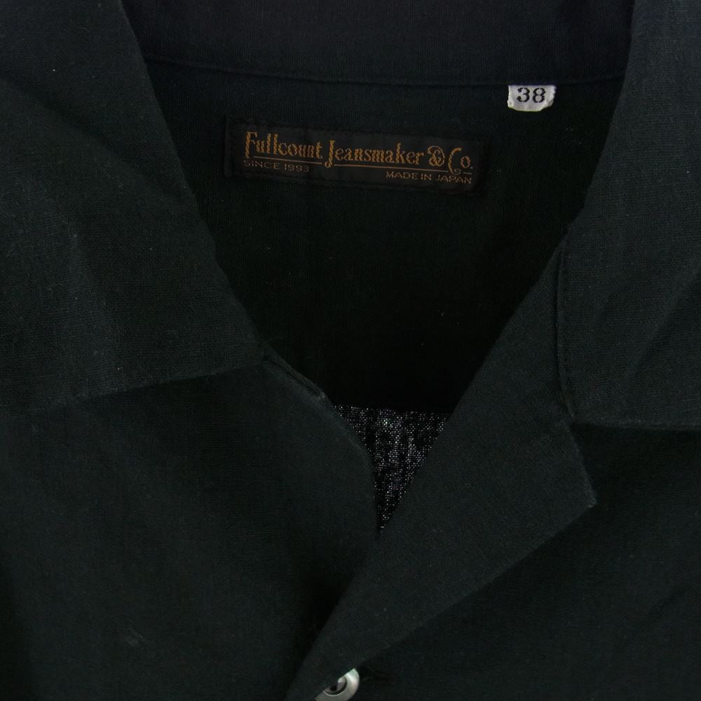 FULLCOUNT フルカウント 4068 Open Collar Shirt オープンカラー リネンコットンキャンバス 半袖 シャツ ブラック系 38【中古】