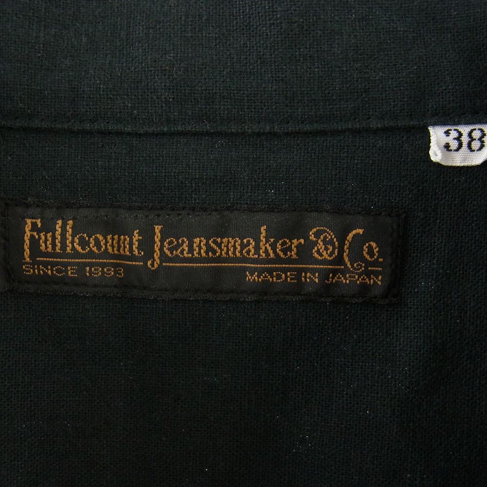 FULLCOUNT フルカウント 4068 Open Collar Shirt オープンカラー リネンコットンキャンバス 半袖 シャツ ブラック系 38【中古】