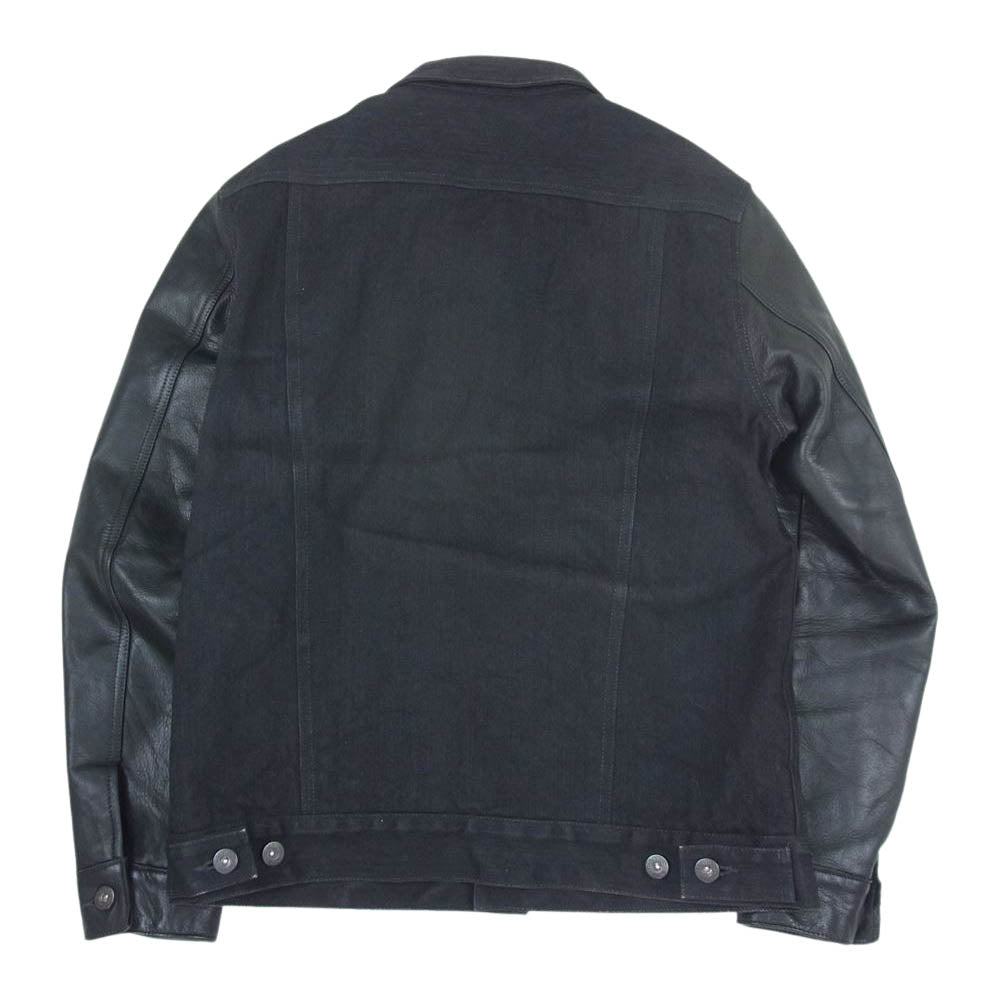 RADIALL ラディアル 11AW RAD-11AW-JK005 袖レザー デニム スポーツジャケット ブラック系 M【中古】