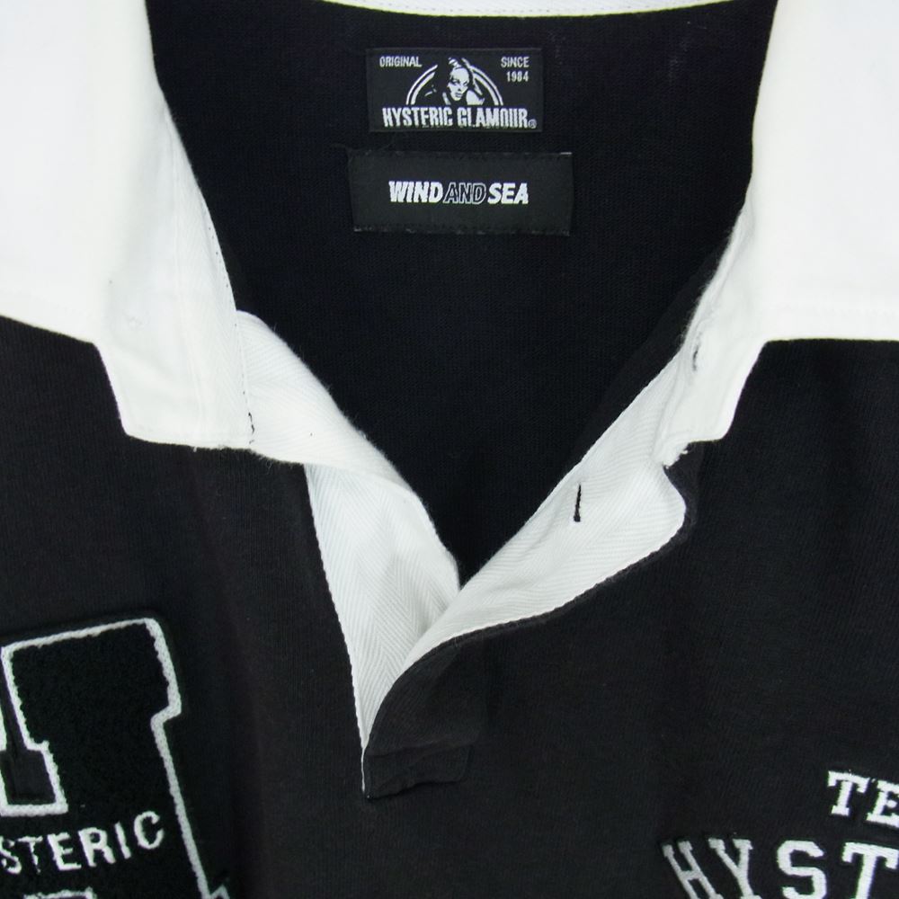HYSTERIC GLAMOUR ヒステリックグラマー 21AW WDS-HYS-3-05 × WIND AND SEA ウィンダンシー Rugby Shirt ラガー シャツ ブラック系 XL【中古】