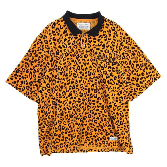 WACKO MARIA ワコマリア 22SS 22SS-WMC-PS02 LEOPARD VELOUR POLO SHIRT レオパード ベロア ポロ シャツ 半袖 オレンジ系 L【中古】